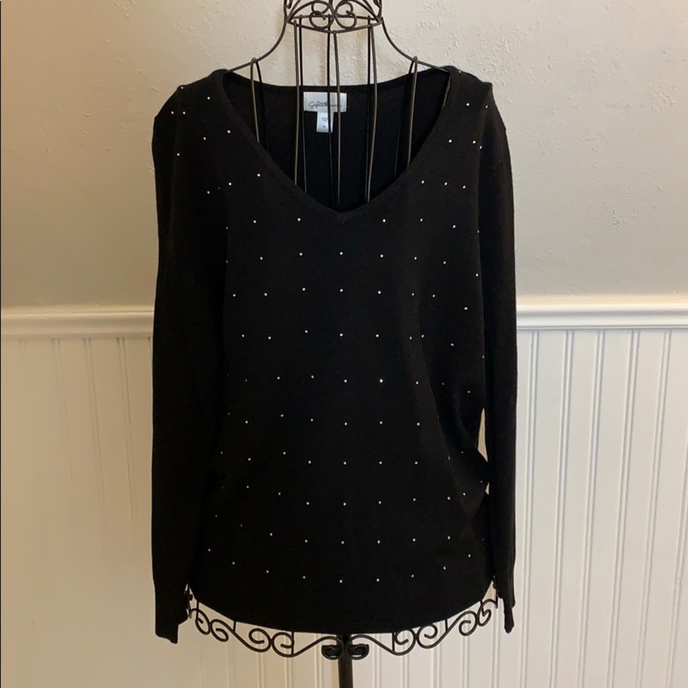 ♥️JaclynSmith Collection BlackV-NeckSweater WomenM